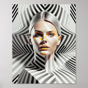 Beautiful Black And White Female Art Portrait Poster