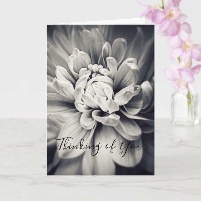 Beautiful Black and White Flower Thinking of You Card (Orchid)