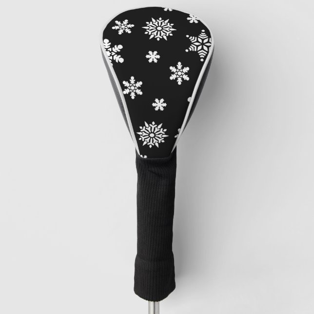 Beautiful Black And White Flowers  Golf Head Cover (Front)