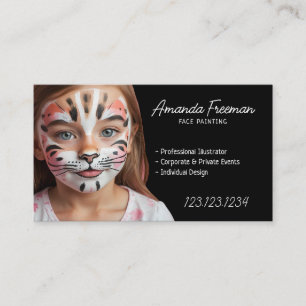 Beautiful Black and White Kids Face Painting Business Card
