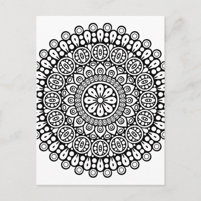 Beautiful black and white Mandala for colouring in Postcard (Front)