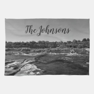 Beautiful Black and white photo of the James River Tea Towel
