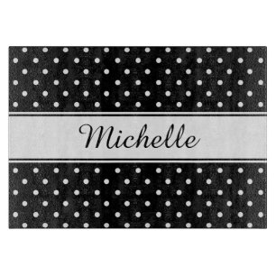 Beautiful Black and White Polka Dot Pattern Cutting Board