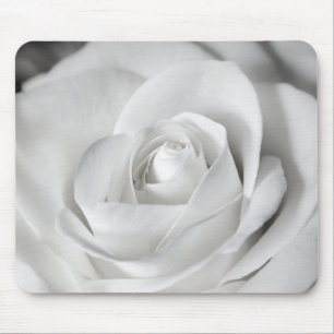 Beautiful Black and White Rose Mouse Mat