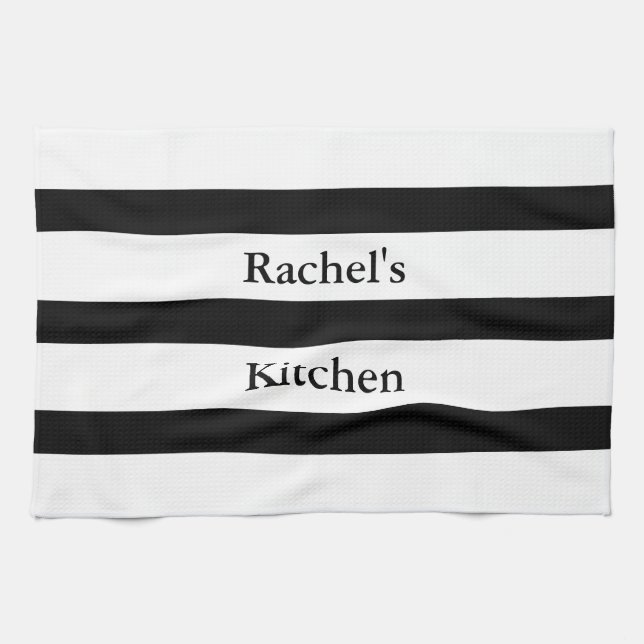 Beautiful Black and White stripes Tea Towel (Horizontal)