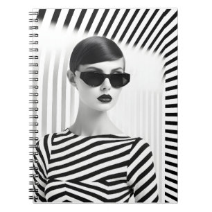 Beautiful Black And White Women Art Portrait Notebook