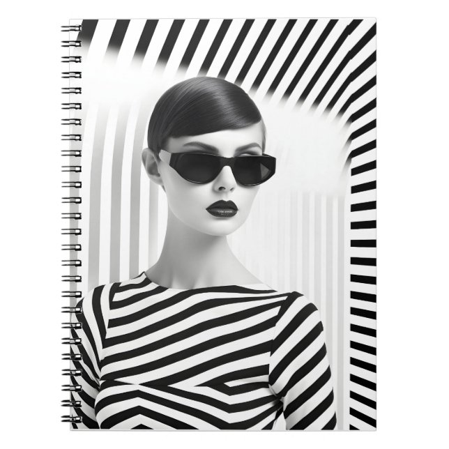 Beautiful Black And White Women Art Portrait  Notebook (Front)