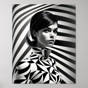 Beautiful Black And White Women Art.Portrait  Poster