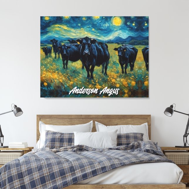 Beautiful Black Angus Cattle Canvas Print (Insitu(Bedroom))