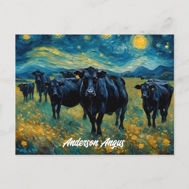 Beautiful Black Angus Cattle Postcard (Front)