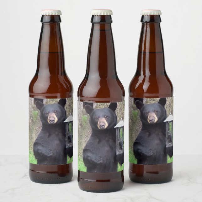 Beautiful Black Bear Beer Bottle Label (Bottles)