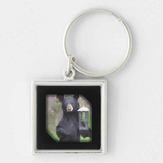 Beautiful Black Bear Enjoying Snack Key Ring (Front)