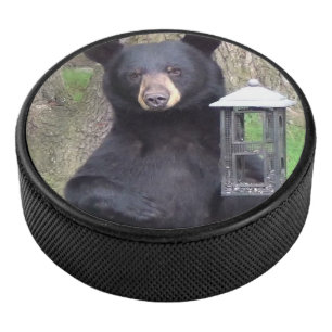 Beautiful Black Bear Hockey Puck
