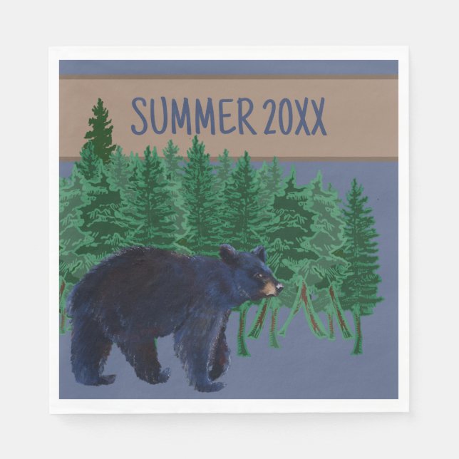 Beautiful Black Bear Paper Napkin (Front)
