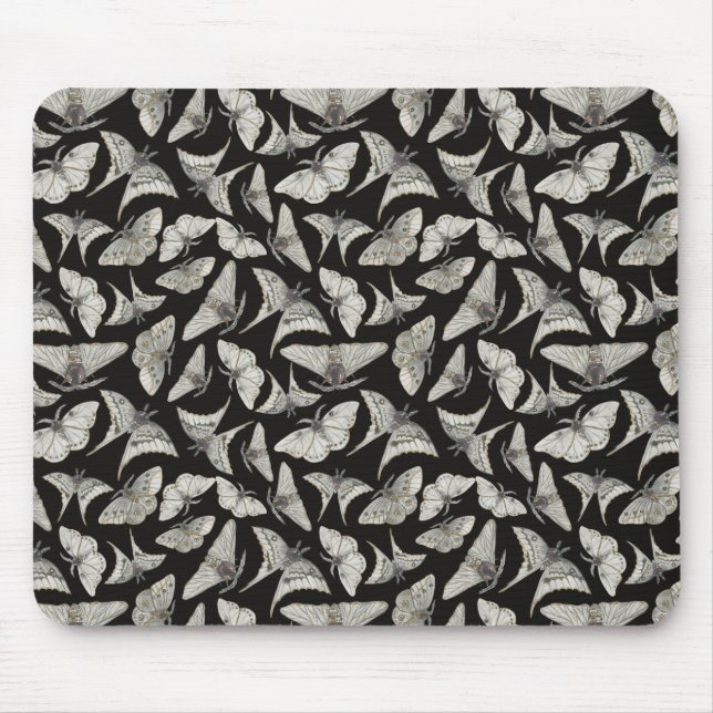 Beautiful Black Beige Moth Butterfly Pattern  Mouse Mat (Front)