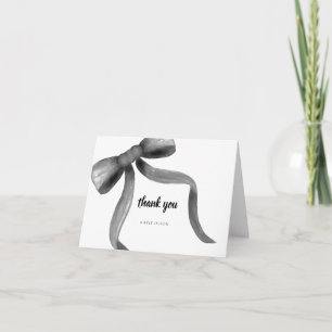Beautiful Black Bow Folded Thank You Card