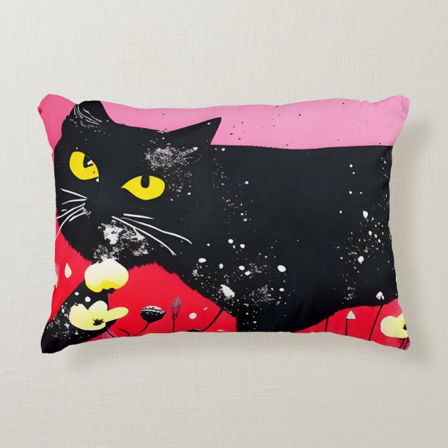Beautiful Black Cat  Decorative Cushion (Front)