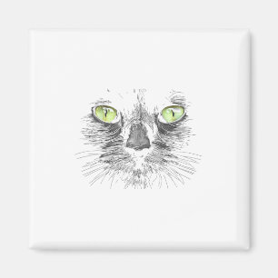 Beautiful Black Cat Face Big Green Eyes Cool Hallo Magnet