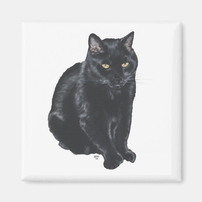 Beautiful Black Cat Magnet (Front)