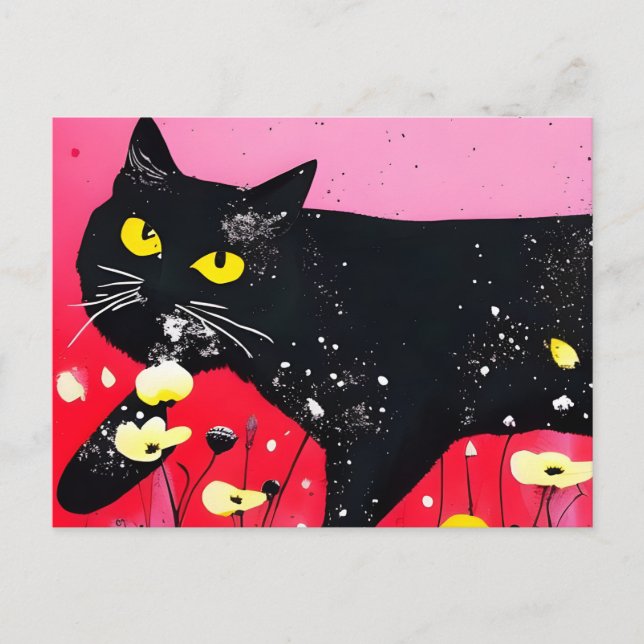 Beautiful Black Cat  Postcard (Front)