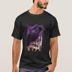 Beautiful Black Crow Raven Bird Purple Stain Men W T-Shirt