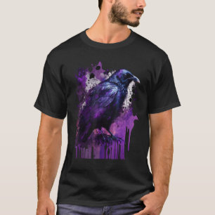 Beautiful Black Crow Raven Bird Purple Stain Men W T-Shirt