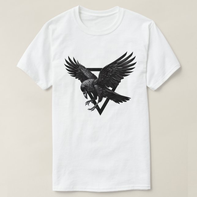 Beautiful Black Crow Raven Bird T-Shirt (Design Front)