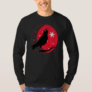 Beautiful Black Crow Raven Bird Watch Birds Silhou T-Shirt