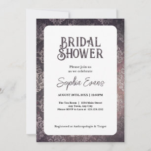 Beautiful Black Damask White Bridal Shower Invitation