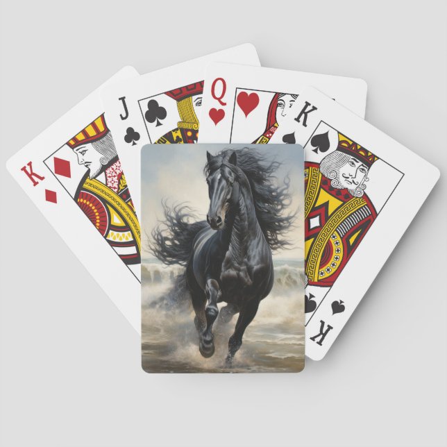 Beautiful Black Equestrian  Playing Cards (Back)