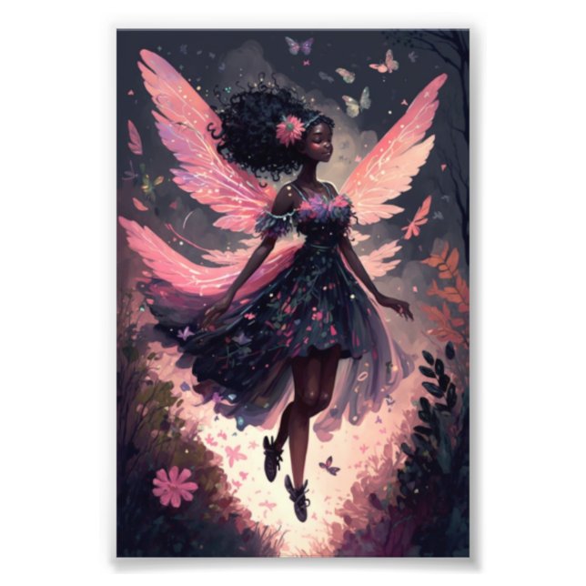 Beautiful Black Fairy Photo Print (Front)