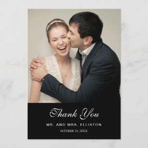 Beautiful Black Floral -  Wedding Thank You Card