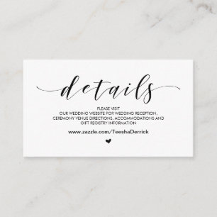 Beautiful, Black font, Wedding Website Details Enclosure Card