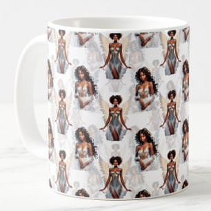 Beautiful Black Girl Angels Pattern Design  Coffee Mug