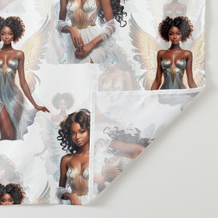 Beautiful Black Girl Angels Pattern Design Fabric
