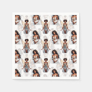 Beautiful Black Girl Angels Pattern Design  Napkin