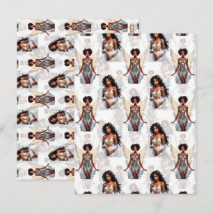 Beautiful Black Girl Angels Pattern Design Postcard