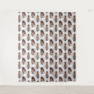 Beautiful Black Girl Angels Pattern Design Tapestry