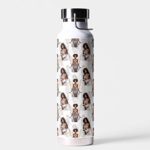 Beautiful Black Girl Angels Pattern Design Water Bottle