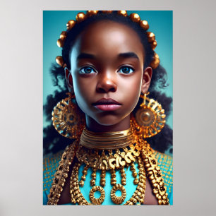 Beautiful black girl She loves earrings, bracelets Poster