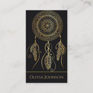 Beautiful Black Gold Dream Catcher Mandala Business Card