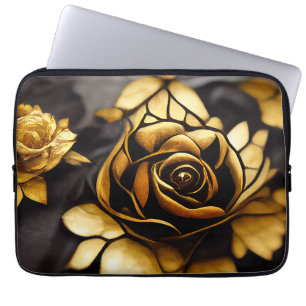 BEAUTIFUL BLACK & GOLD ROSES LAPTOP SLEEVE