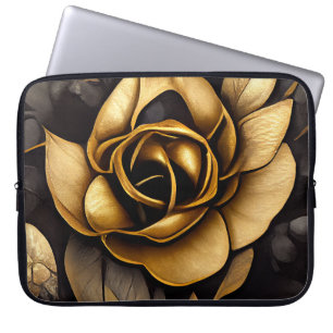 BEAUTIFUL BLACK & GOLD ROSES LAPTOP SLEEVE