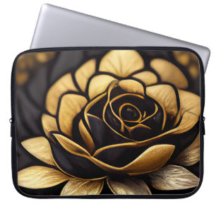 BEAUTIFUL BLACK & GOLD ROSES LAPTOP SLEEVE