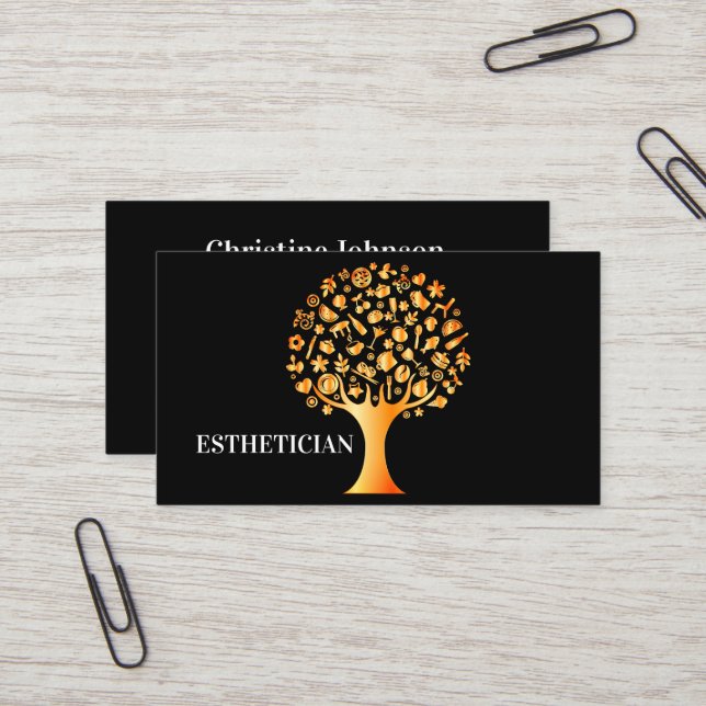 Beautiful black gold tree of life business card  (Front/Back In Situ)