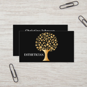 Beautiful black gold tree of life business card