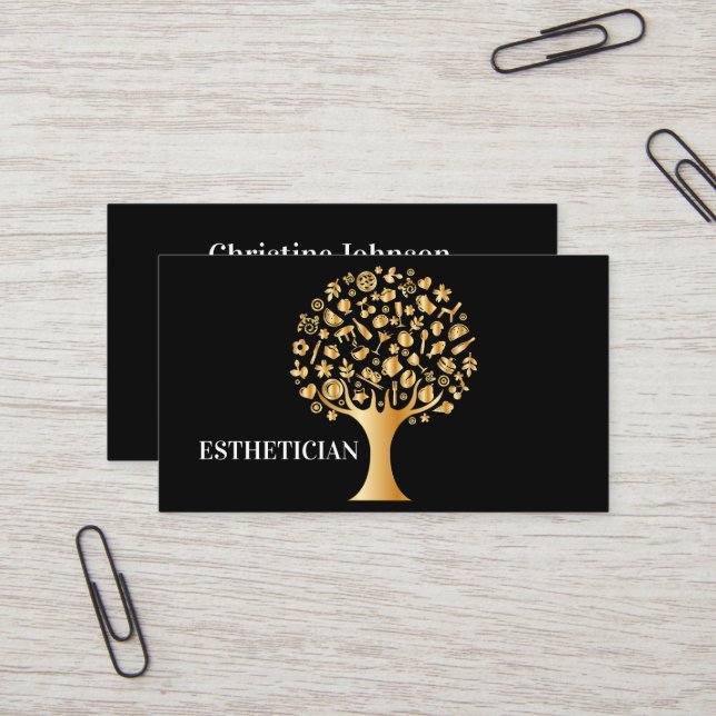 Beautiful black gold tree of life business card  (Front/Back In Situ)