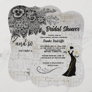 Beautiful Black/Grey Artistic Flowers  Invitation