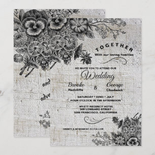 Beautiful Black & Grey Artistic Flowers Wedding Invitation