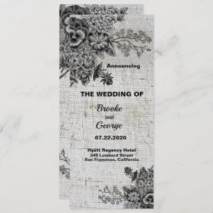 Beautiful Black/Grey Flowers Wedding Announcement